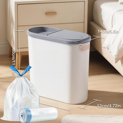 Small Bathroom Trash Can Plastic Wastebasket with Built-In Handles – Compact Rustproof Space-Saving Bin for Bathroom Laundry Office 1 or 2 Pack