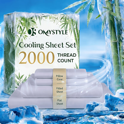 Bamboo Cooling Bed Sheet Set Twin Full Queen King - Breathable Moisture-Wicking Soft Sheets for Hot Sleepers, 4-Piece with Fitted Sheet Flat Sheet Pillowcases, 9 Colors