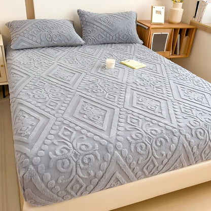 Velvet Mattress Cover Bed Protector Thickened Warm Fitted Mattress Pad European Style Taff Velvet Bed Cover Twin Full Queen King California King Fall Winter Bedroom