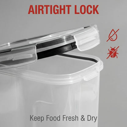 Pour Spout Food Storage Containers 4 Pack Extra Large 4L/135oz – BPA-Free Airtight Pantry Canisters for Cereal Flour Rice Nuts Grains, Includes Free Labels & Marker Pen, Kitchen Pantry Organization
