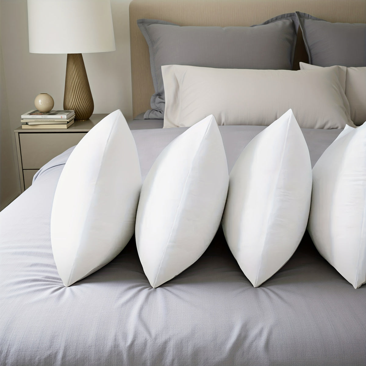 Fluffy Square Pillow Inserts with Zipper Closure – 4 Pack Plump Cushion Stuffer Inserts for Sofa, Bed & Patio | 6 Sizes | Machine Washable | 100% Polyester Fill
