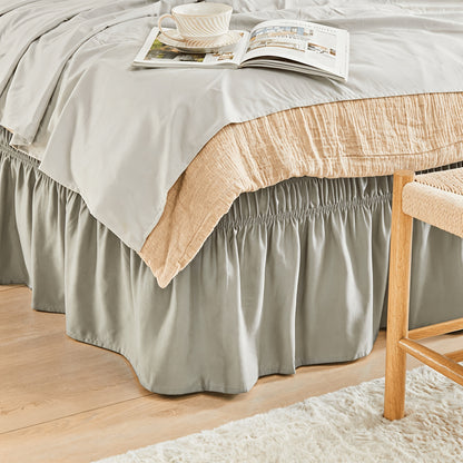 Bed Skirt Wrap Around Elastic – 15 Inch Drop Microfiber Dust Ruffle No Lift Needed Adjustable Hotel Quality Fade Resistant Machine Washable Twin Full Queen King 30 Colors
