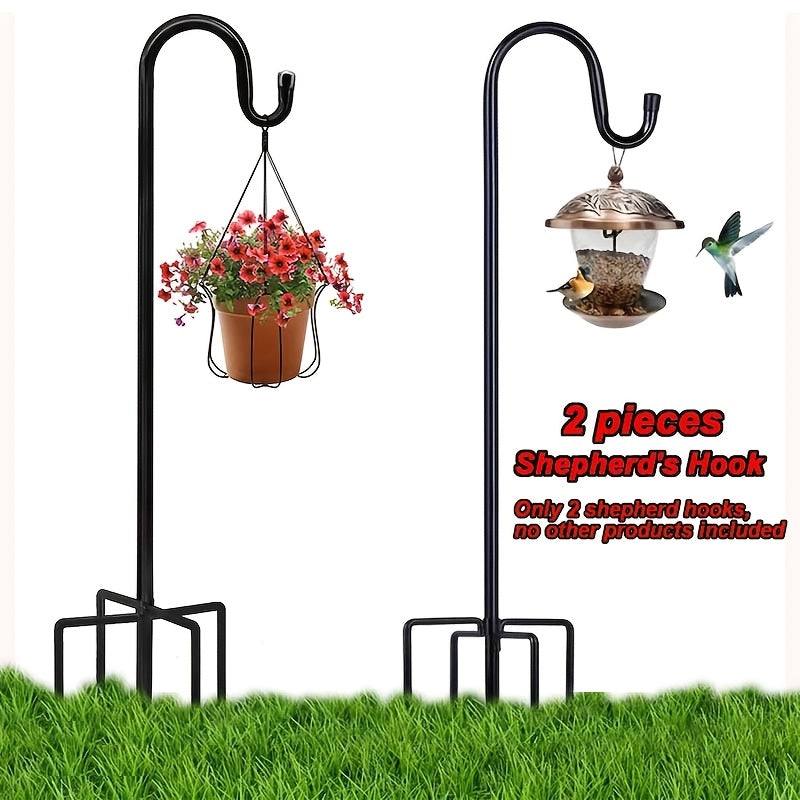 Shepherd Hooks for Outdoor Garden 2 Pack – Heavy Duty Metal Pole with 5-Claw Adjustable Hook for Bird Feeders Hanging Flower Baskets Solar Lights Lanterns Wedding Halloween & Christmas Yard Decor