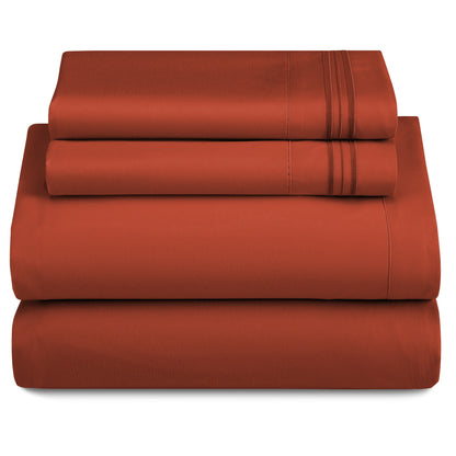 Soft Microfiber Bed Sheet Set 4-Piece 1800 Series 16 Inch Deep Pocket Hotel Luxury Cooling Sheets with Embroidered Pillowcases, Fade & Shrink Resistant, Twin to Cal King, 20 Colors
