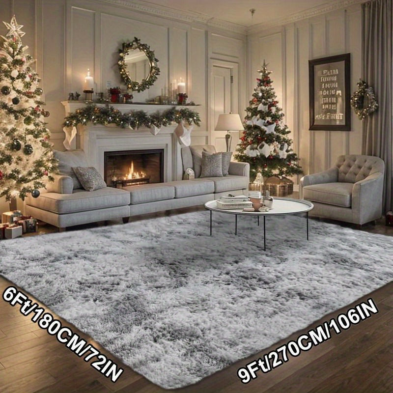 6x9 Fluffy Area Rug for Living Room – Large Shaggy Soft Carpet for Bedroom Dorm Room Decor, Thick Fuzzy Non-Slip Indoor Floor Rug in Tie-Dye Gray Black Coffee, Aesthetic Home Decor Christmas Gift