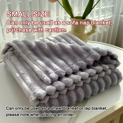 Faux Rabbit Fur Fleece Blanket Ultra-Soft 3D Double-Sided Throw – All-Season Plush Blanket for Bed, Couch & Travel, Multi-Color in 4 Sizes: White, Pink, Gray, Khaki, Purple & More
