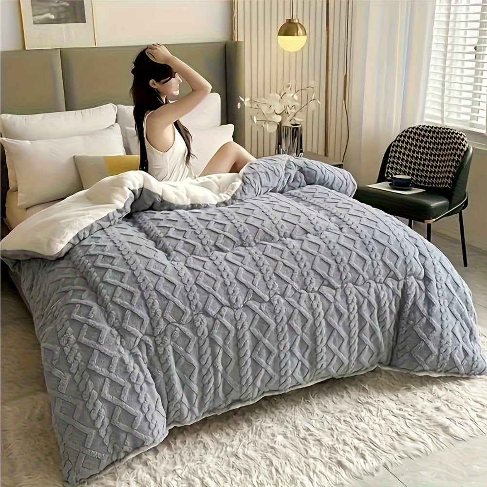 Taffeta Comforter Soft Thick Warm All Season – Luxurious Machine Washable Quilt for Bedroom, Guest Room & Kids Room, Twin Full Queen King, Elegant Gray & Sapphire Blue