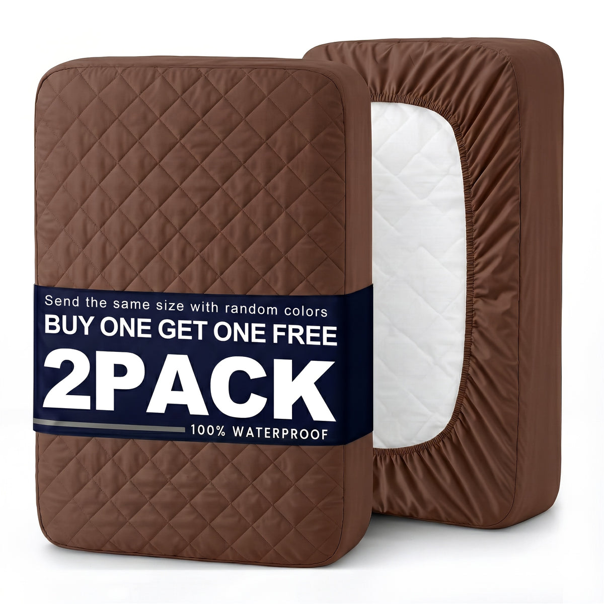 Waterproof Mattress Protector 2-Pack Non-Slip Deep Pocket Mattress Cover Bed Bug Proof Breathable Quilted Bedspread Twin Full Queen King Bedroom Guest Room