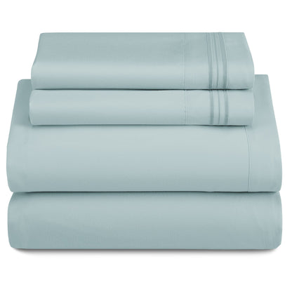 Soft Microfiber Bed Sheet Set 4-Piece 1800 Series 16 Inch Deep Pocket Hotel Luxury Cooling Sheets with Embroidered Pillowcases, Fade & Shrink Resistant, Twin to Cal King, 20 Colors
