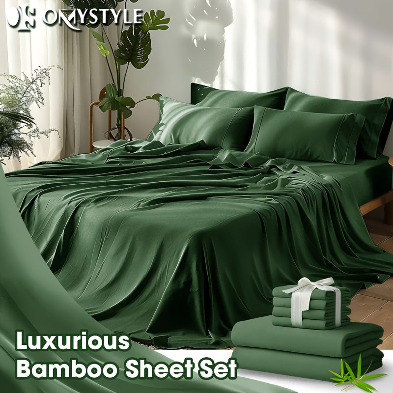 2000TC Bamboo Cooling Sheet Set Ultra Soft – 16 Inch Deep Pocket Fitted Sheet for Hot Sleepers, Shrink Fade Wrinkle Resistant Breathable Bedding | Twin Full Queen King | 11 Colors | Home Viaco