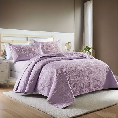 Quilt Set 3 Piece Soft Lightweight Bedding Set with 2 Pillowcases, Thin Comforter Set for Bedroom Guest Room Full Queen King, 10 Colors Washable Bed Quilt Cover Set