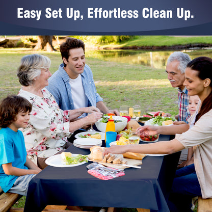 Disposable Plastic Tablecloth 12-Pack – Heavy Duty Table Cover for Parties, 84" Round & 54"x108" Rectangle, 22 Colors for Kitchen Dining Outdoor Events