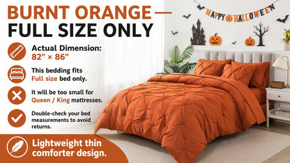 Pinch Pleated Comforter Set Queen King Full – 7 Piece Bed in a Bag with Sheets Pillowcases Pillow Shams, Hypoallergenic Down Alternative Microfiber Bedding 33 Colors All Season