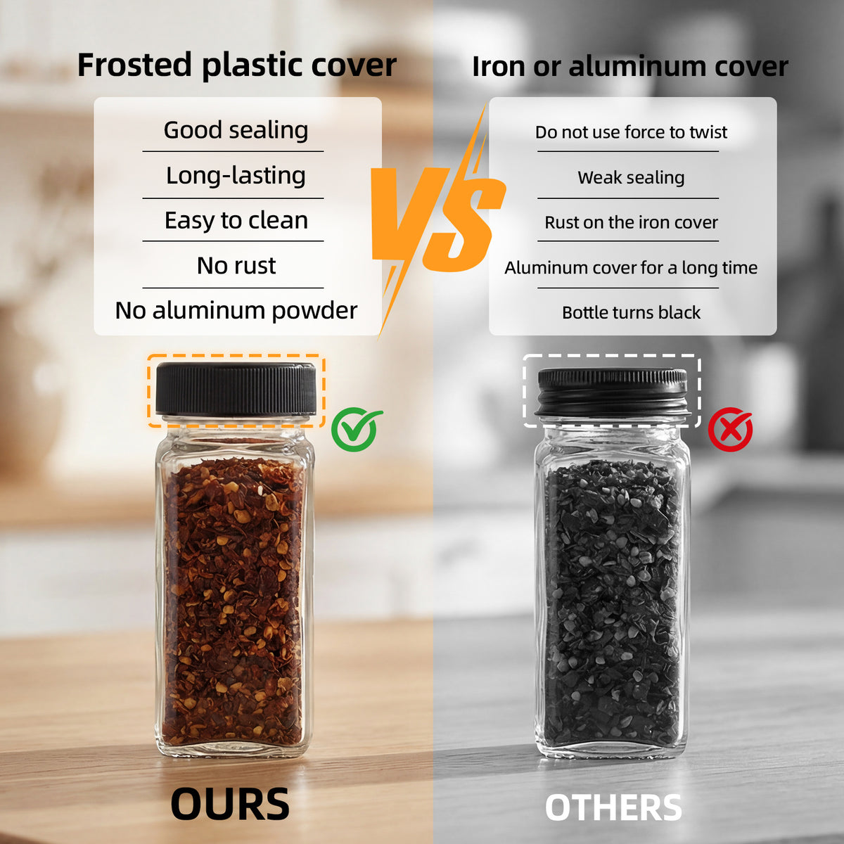 Glass Spice Jars Set with Labels and Shaker Lids, 4oz Square Airtight Seasoning Bottles with Collapsible Funnel Brush and Marker, BPA-Free Kitchen Spice Organizer for Rack Drawer Cabinet, 16/24/36/48 Pack