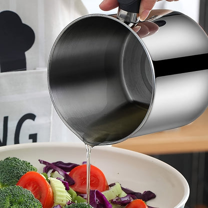 Stainless Steel Grease Container with Strainer & Easy Pour Handle – Bacon Grease Keeper & Cooking Oil Storage Jar for Kitchen, Food-Safe, Available in 1 or 2 Pack