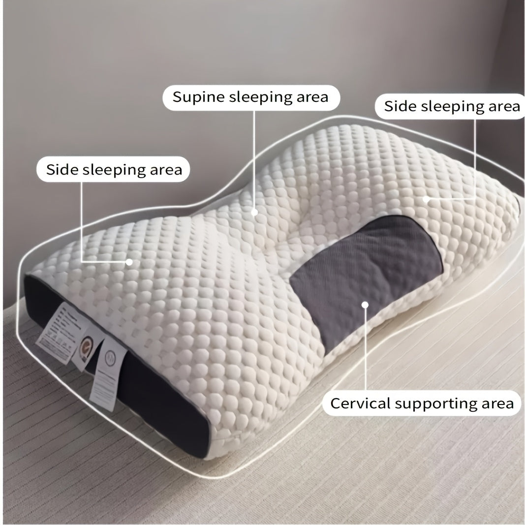 Ergonomic Cervical Neck Pillow 2-Pack Orthopedic Support Pillow for Sleeping - Adjustable Soft Massage Contour Pillow Machine Washable Removable Cover for Neck & Spinal Alignment - Gray White Yellow Purple Blue