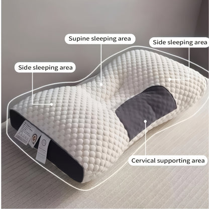 Ergonomic Cervical Neck Pillow 2-Pack Orthopedic Support Pillow for Sleeping - Adjustable Soft Massage Contour Pillow Machine Washable Removable Cover for Neck & Spinal Alignment - Gray White Yellow Purple Blue