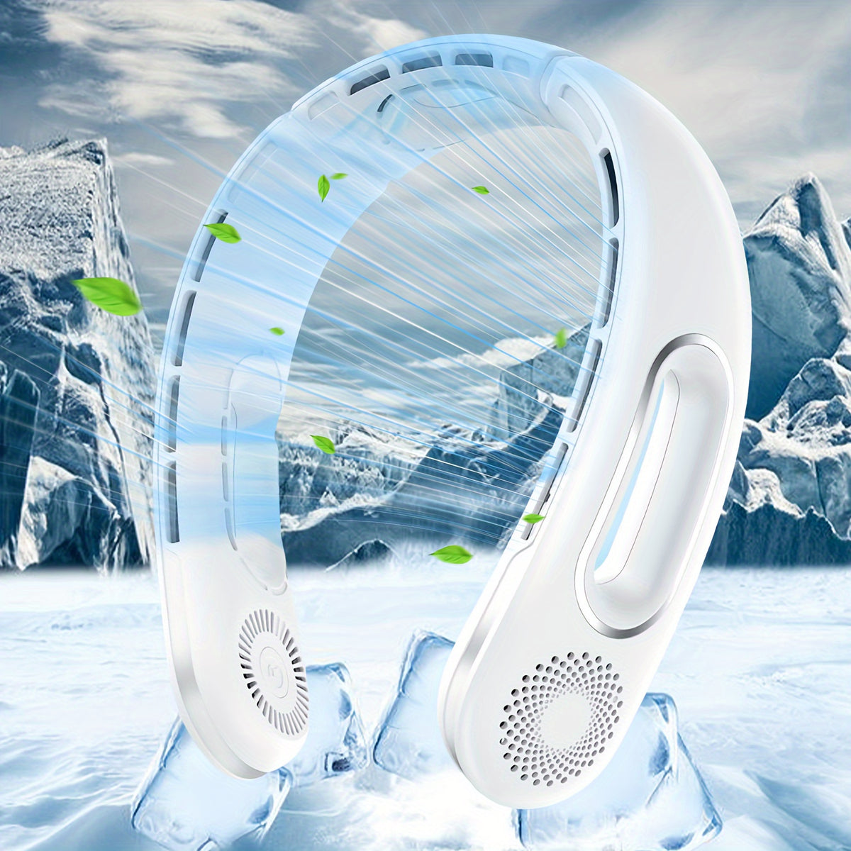Bladeless Neck Fan 360° Cooling – Wearable Hands-Free Personal Fan with 16H Battery, 3 Speeds & USB Rechargeable, Portable Air Conditioner Fan for Women Men, Travel, Office & Outdoor Activities, Black & White