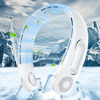 Bladeless Neck Fan 360° Cooling – Wearable Hands-Free Personal Fan with 16H Battery, 3 Speeds & USB Rechargeable, Portable Air Conditioner Fan for Women Men, Travel, Office & Outdoor Activities, Black & White