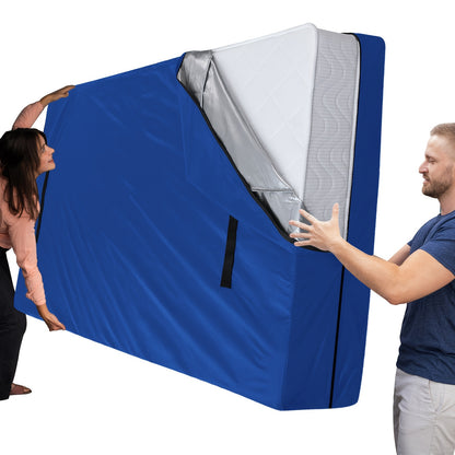 Mattress Bag for Moving and Storage Heavy Duty, Mattress Protector Cover Twin Full Queen King with Zipper Handles, Reusable Polyester Mattress Storage Bag Machine Washable Black Navy Blue