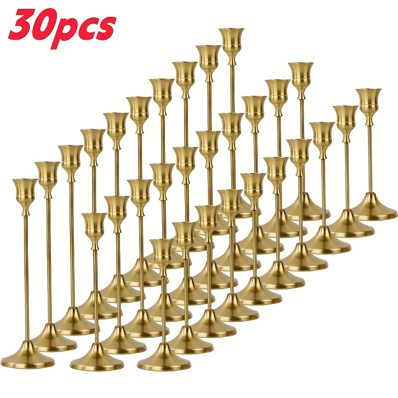 Metal Candle Holders Set of 30 – S/M/L Mixed Sizes for Wedding, Christmas, Halloween, Candlelight Dinner & Home Decor, Table Centerpiece Photo Props, Retro & Black