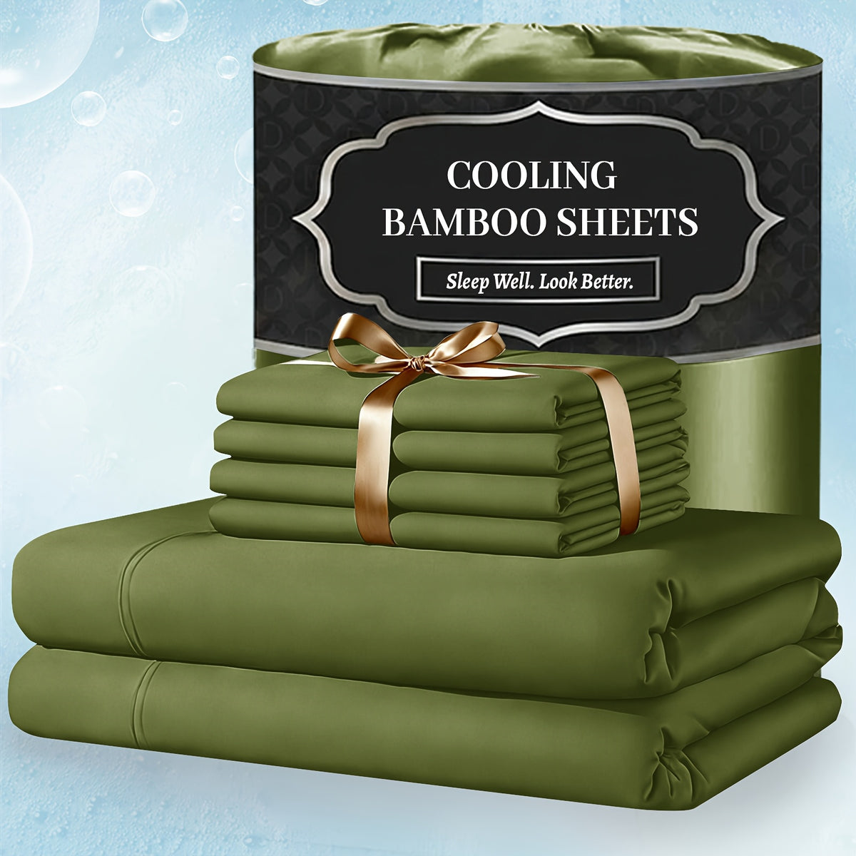 Bamboo Bed Sheet Set Extra Deep Pocket – 4 & 6 Piece Breathable Cooling Fitted Sheet Set, Soft Wrinkle-Free Hotel Luxury Bedding for Hot Sleepers, Twin Full Queen King Size with Pillowcases