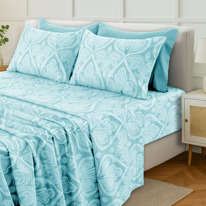 Deep Pocket Fitted Sheet Set 4-Piece Microfiber Soft Brushed Polyester Wrinkle Free Bed Sheets 10 Colors Twin Full Queen King California King