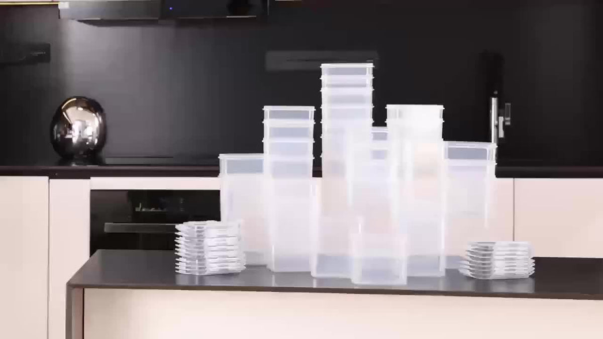 Airtight Kitchen Canisters Set with Lids – 24 30 48 60 Piece Pantry Storage Containers for Food Grain Cereal & Dry Goods, Pest-Proof Flip-Top Jars for Kitchen Organization, BPA-Free