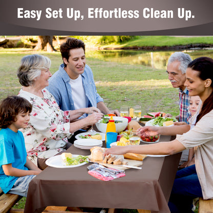 Disposable Plastic Tablecloth 12-Pack – Heavy Duty Table Cover for Parties, 84" Round & 54"x108" Rectangle, 22 Colors for Kitchen Dining Outdoor Events