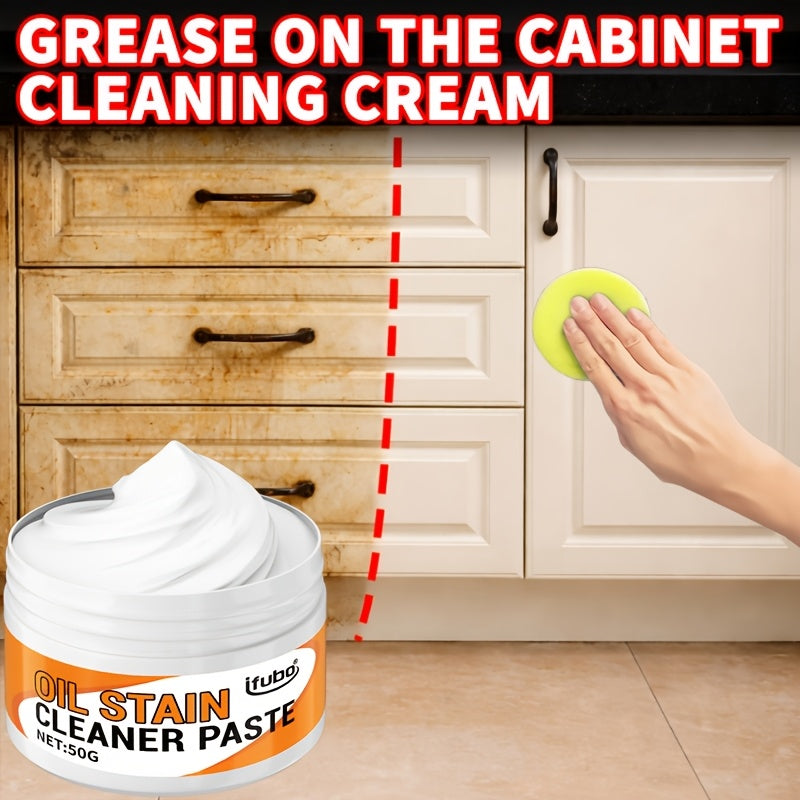 Kitchen Cabinet Cleaner Oil Stain Remover with Sponge, Heavy-Duty Degreaser for Wooden Shelves & White Furniture, Yellowing Removal & Furniture Refurbishing Agent for Home Kitchen