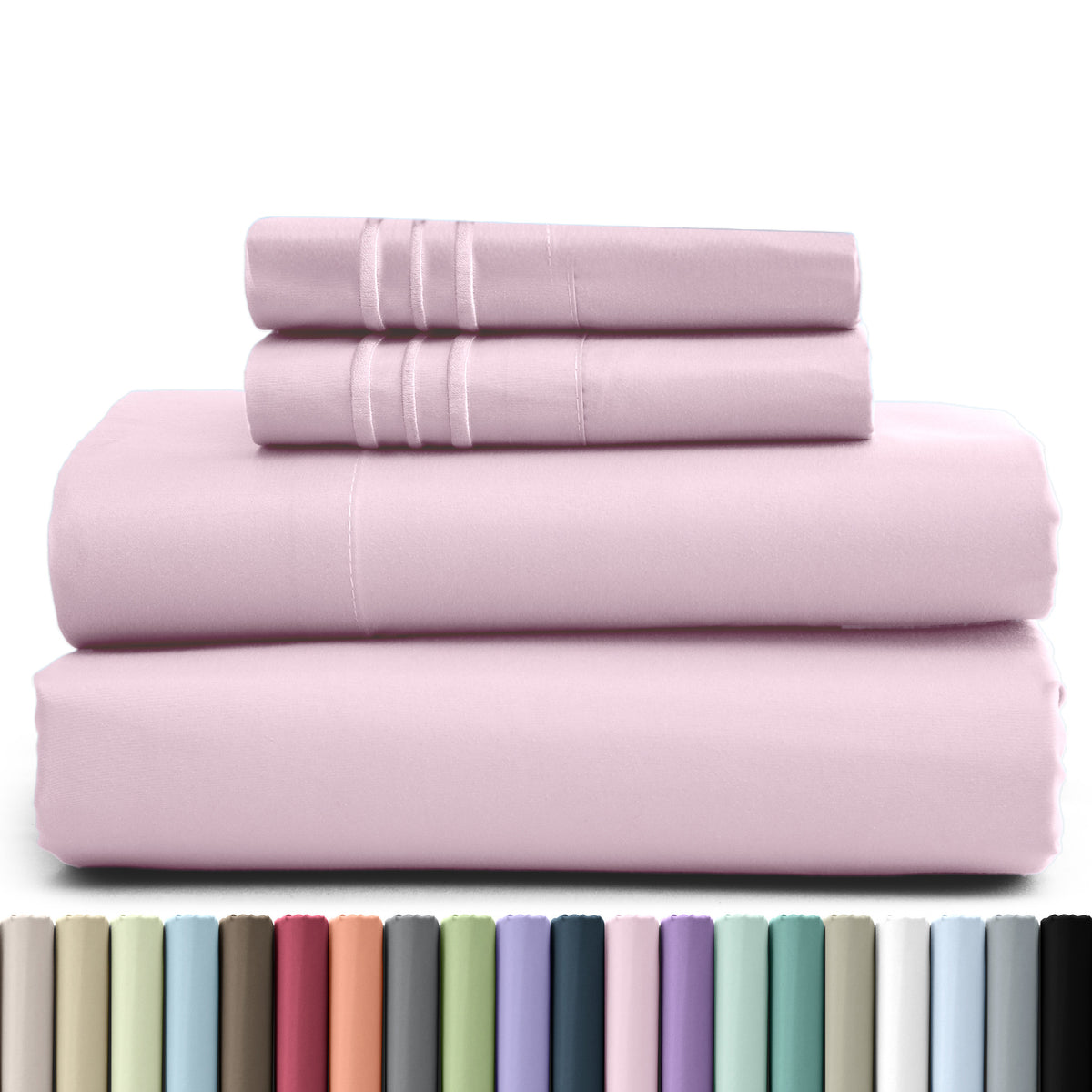 1800 Series Bed Sheets Set 4 Pieces – Brushed Microfiber Deep Pocket Sheet Set with Pillowcases, Cooling & Breathable Bedding for All Seasons, Fade Resistant, Fits Mattresses Up to 16 Inches