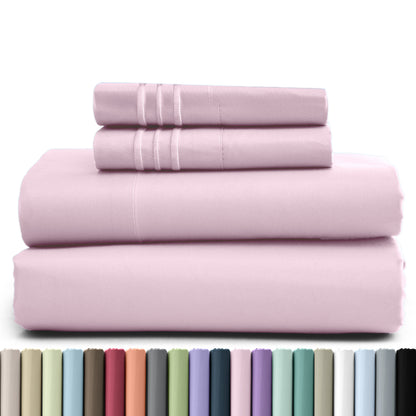 1800 Series Bed Sheets Set 4 Pieces – Brushed Microfiber Deep Pocket Sheet Set with Pillowcases, Cooling & Breathable Bedding for All Seasons, Fade Resistant, Fits Mattresses Up to 16 Inches