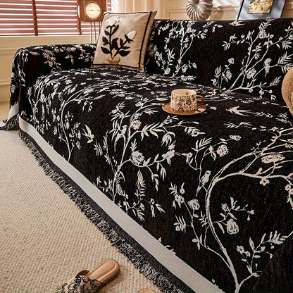 Chenille Tassel Sofa Throw Blanket for Couch – Thickened Non-Slip Machine Washable All-Season Sofa Cover for Living Room & Office, Multiple Sizes