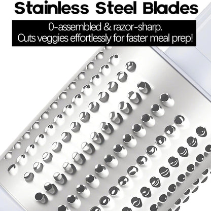Suction Base Rotary Cheese Grater Hand Crank 3 Stainless Steel Blades BPA Free Touch-Free Shredder for Cheese Vegetables Nuts with Cleaning Brush Multi Color