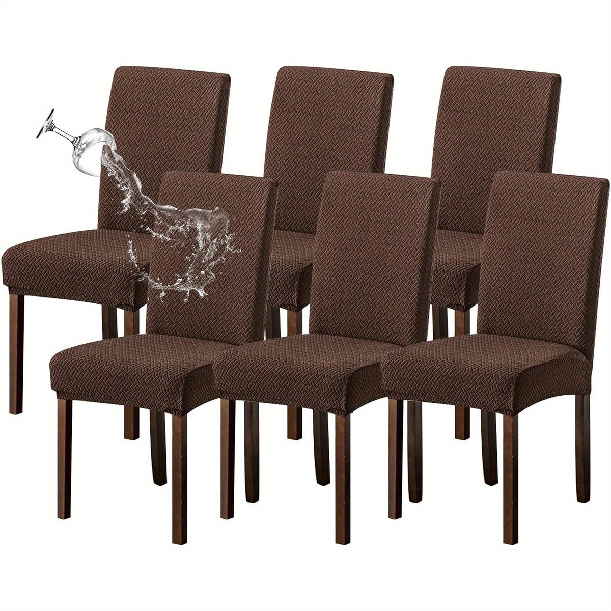 Chair Covers for Dining Room Set of 4 & 6 - Stretch Polar Fleece Jacquard Slipcovers with Elastic Band, Machine Washable Removable Seat Covers for Kitchen Dining Chairs, Multiple Colors