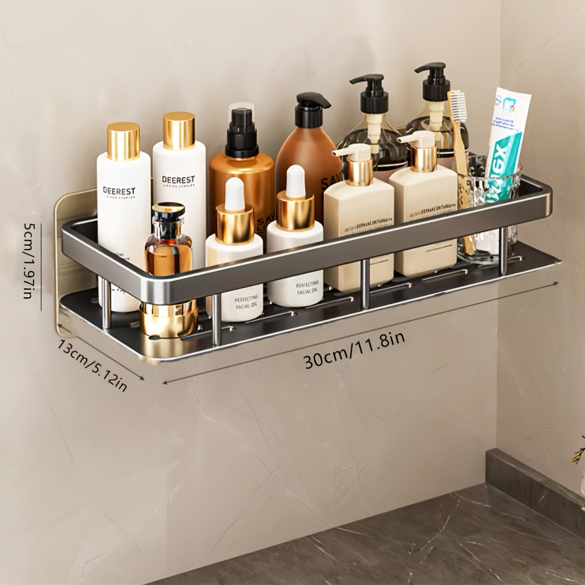 Shower Caddy Wall Mount 2 Pack 2-Tier Rust Resistant Bathroom Shelf Basket for Soap Towel Shampoo Storage, Adhesive Shower Organizer No Drilling Dark Grey Black