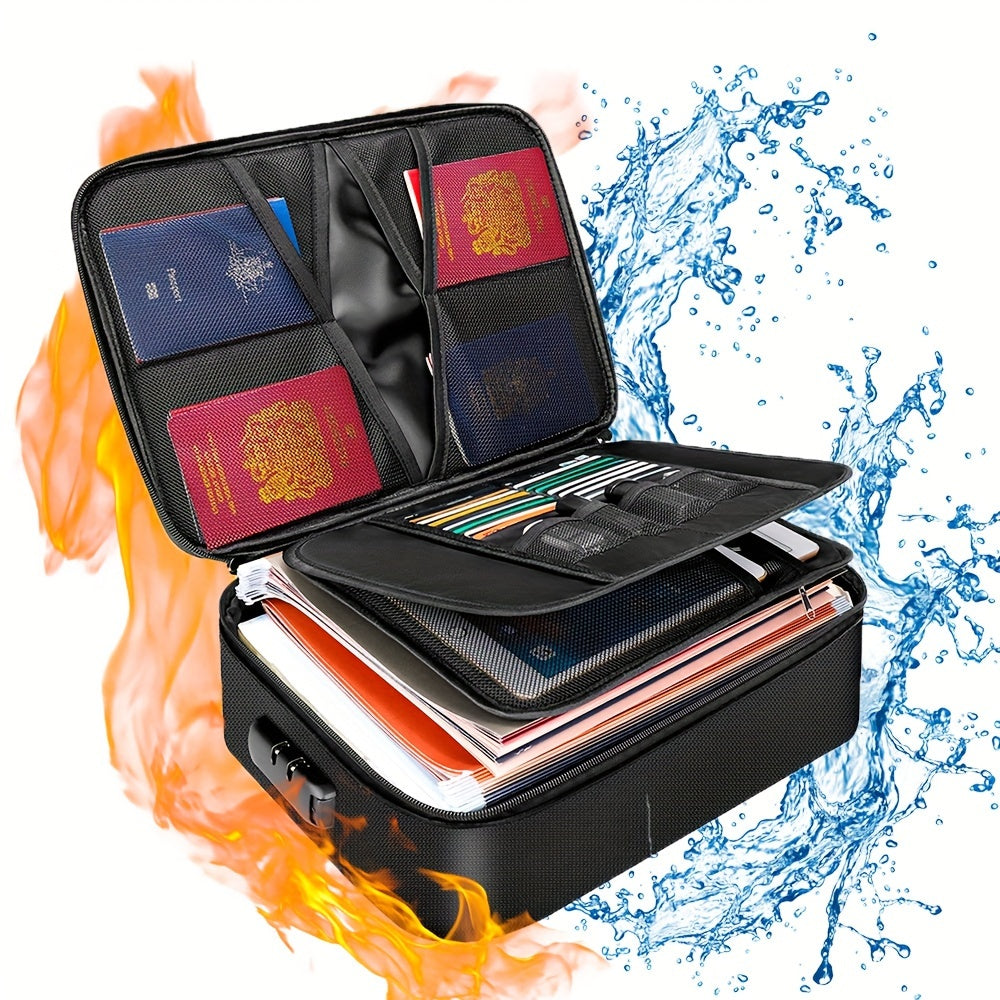 Document Organizer Bag with Combination Lock – Portable Multi-Compartment File Storage Bag for Home, Office & Travel, Secure Storage for Documents, Cards & Gadgets