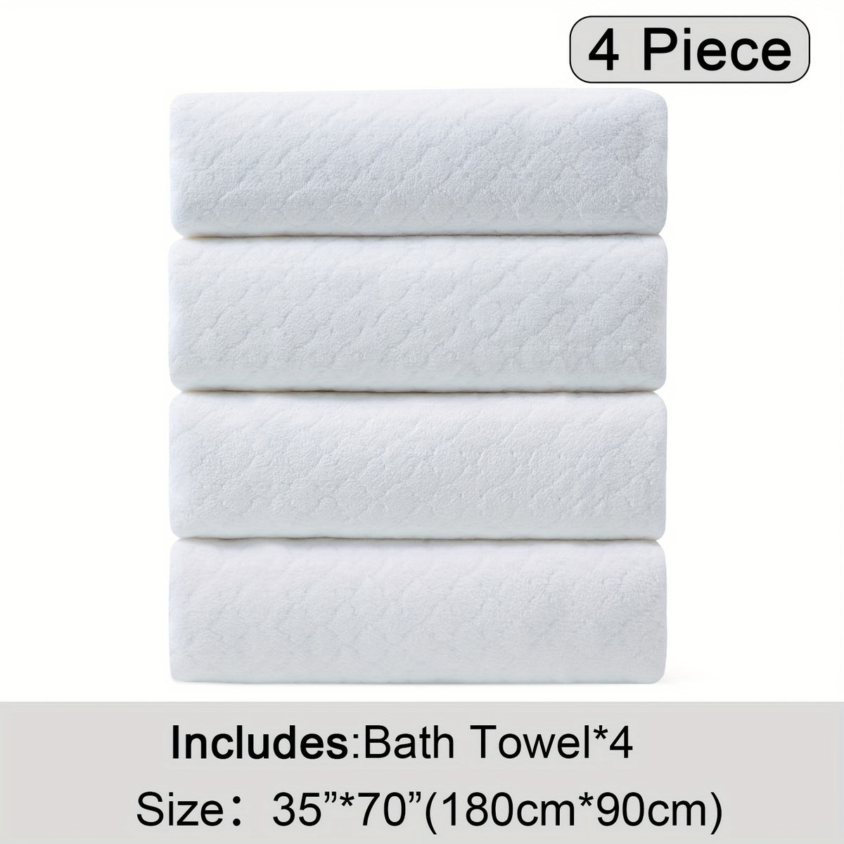 Diamond Weave Bath Towel Set 4 Piece Oversized Ultra Soft Quick-Dry Microfiber Towels Highly Absorbent Hotel Quality Bathroom Towels 10 Colors for Home Gym Spa – Luxury Bath Towel Set