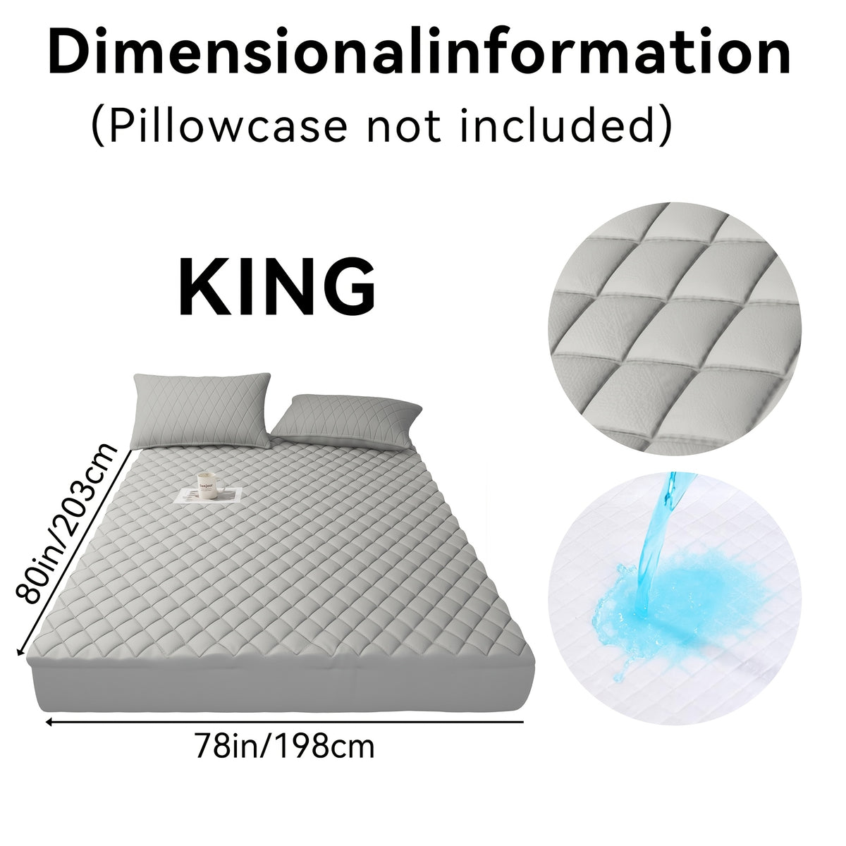 Waterproof Mattress Protector with Side Storage Pocket, Diamond Quilted Deep Pocket Mattress Cover – Breathable Cooling Mattress Pad, Soft Noiseless Bed Protector for Twin Full Queen King, Multiple Colors