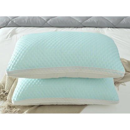 Neck Support Pillows Set of 2 - Cooling Bed Pillows for Sleeping, Adjustable Shredded Fill Pillow for Side, Back & Stomach Sleepers, Machine Washable Cervical Pillow for Bed, Sofa & Dorm, Blue Gray