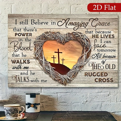 Christian Canvas Wall Art Jesus Sunset Landscape Framed Ready to Hang - Into the Arms of Jesus Religious Gift Wood Frame Home Decor