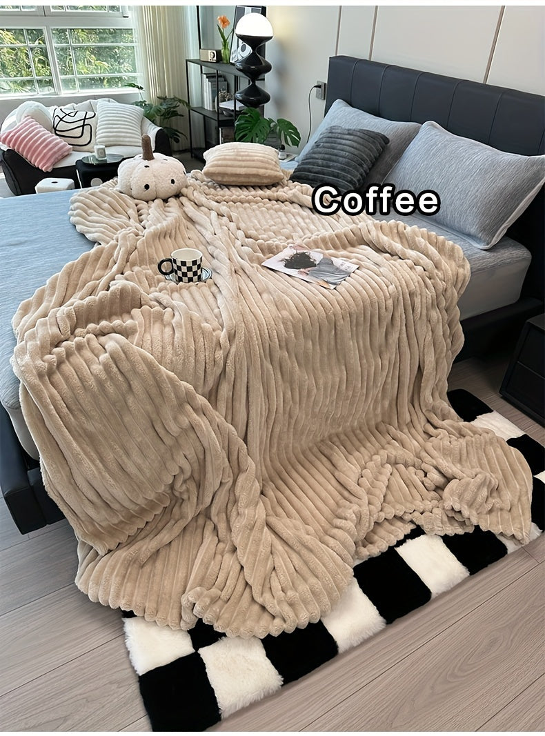 Faux Rabbit Fur Fleece Blanket Ultra-Soft 3D Double-Sided Throw – All-Season Plush Blanket for Bed, Couch & Travel, Multi-Color in 4 Sizes: White, Pink, Gray, Khaki, Purple & More