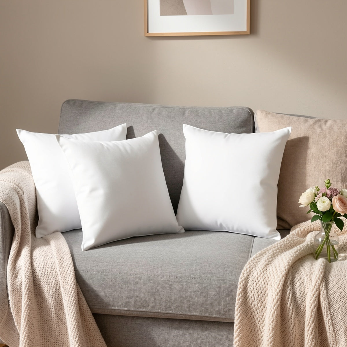 Throw Pillow Inserts Square Filled Cushion Cores 1/2/4 Pack, Soft Pillow Fillers for Living Room Bedroom Sofa Couch Office Home Decoration, 18x18 20x20 22x22 Inch