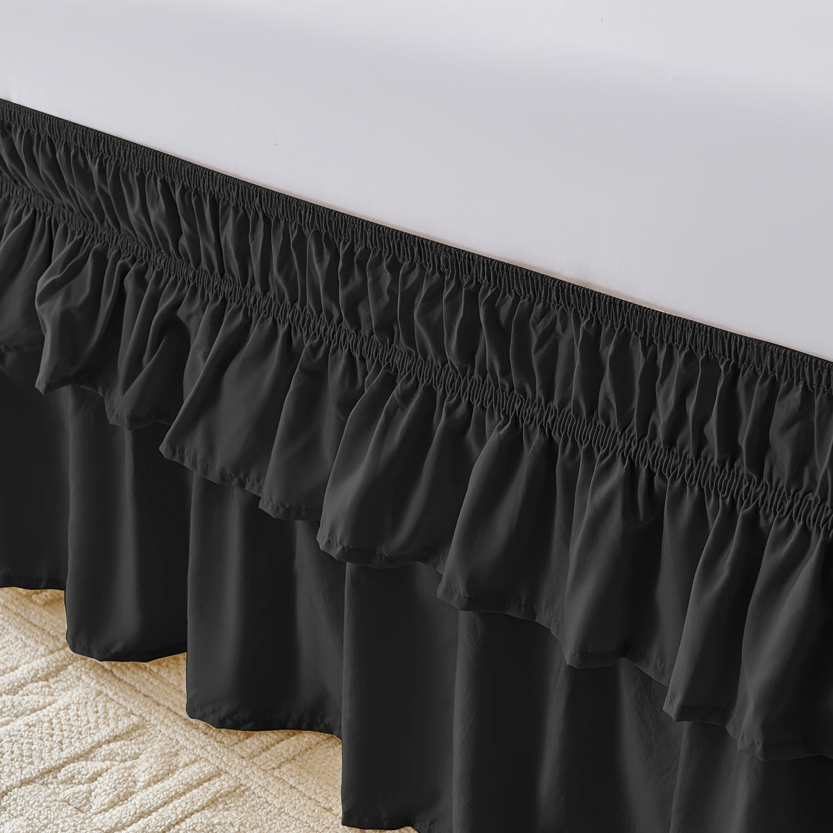 Ruffle Bed Skirt 16 Inch Drop Elastic Wrap Around – Twin Full Queen King/CK, 10 Colors, Easy No-Lift Install, Machine Washable Dust Ruffle
