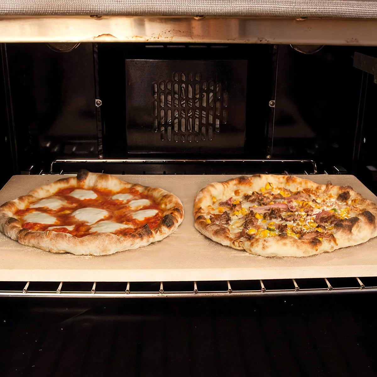 Pizza Stone for Oven and Grill – Heavy Duty Cordierite Baking Stone, Thermal Shock Resistant, 15 x 11.8 Inch Rectangular & 15 Inch Round, 4.5 Lbs, Perfect for Crispy Pizza, Artisan Bread & Holiday Baking