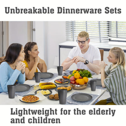 Wheat Straw Dinnerware Set Unbreakable Multicolor – 4 / 16 / 32 Piece Lightweight Dish Set with Dinner Plate, Dessert Plate, Bowl & Cup | Dishwasher Safe, Perfect for Camping, Everyday Use & Gifts | Home Viaco