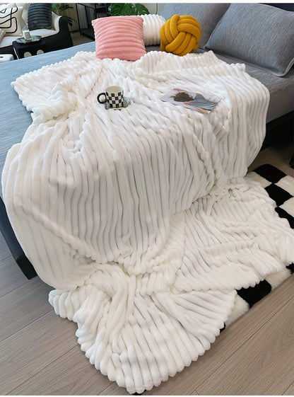 Faux Rabbit Fur Fleece Blanket Ultra-Soft 3D Double-Sided Throw – All-Season Plush Blanket for Bed, Couch & Travel, Multi-Color in 4 Sizes: White, Pink, Gray, Khaki, Purple & More