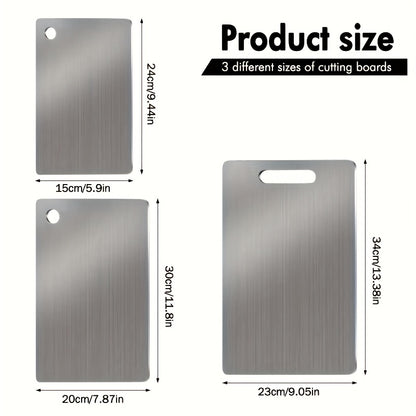 Stainless Steel Cutting Board Set 3-Pack – BPA-Free, Rust-Resistant, Easy-Clean Metal Chopping Boards for Kitchen Prep, Space-Saving Stackable Design, Food-Safe & Durable for Meat, Vegetables & Fruit