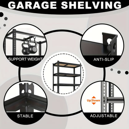 Heavy Duty Metal Shelving Unit 5-Tier Garage Storage Rack 60"/72" Height, 2000 lbs Capacity, Adjustable Steel Shelf for Garage, Basement, Pantry & Utility Room – Black Powder-Coated, 1 or 2 Pack