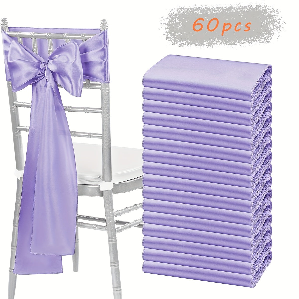 Satin Chair Sashes 60pcs 7x108 Inch Wedding Bow Decorations for Wedding Banquet Party Christmas Thanksgiving Graduation Outdoor Events - 18 Colors